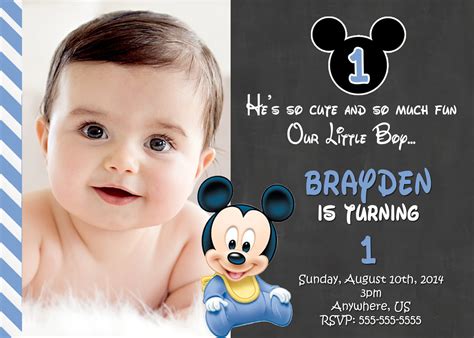 Mickey Mouse 1st Birthday Invitations | Drevio Invitations Design