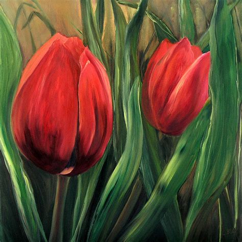 Red Tulips Painting by Cynthia Blair - Fine Art America