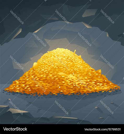 Golden treasure in cave Royalty Free Vector Image