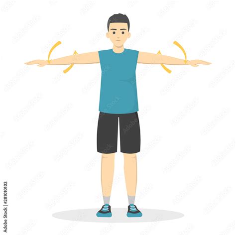 Arm circles exercise. Man in sport clothes doing warm-up Stock Vector ...