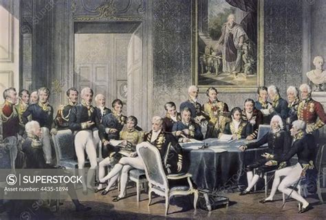 Congress of Vienna (1814-1815). Meeting of the eight major powers signatories of the Treaty of ...