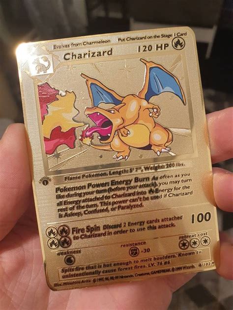 Gold 1st First Edition Charizard Pokemon Card Base Set 4/102 | Etsy