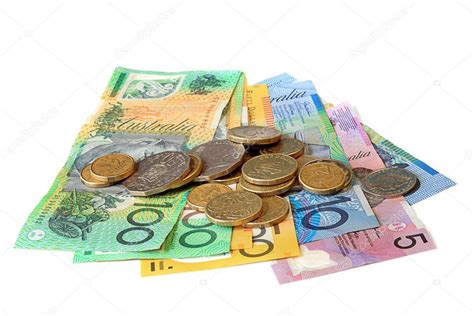 Australian Money Notes and Coins on White Background — Stock Photo © robynmac #9120297