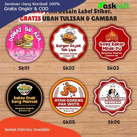 Jual Cetak Stiker Label Makanan Custom / Sticker Label Makanan / Stiker Kemasan Askraft - 3x3cm ...