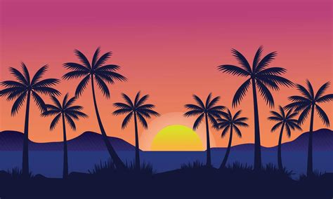 Sunset beach wallpaper background illustration 39886274 Vector Art at ...