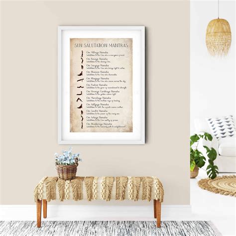 Sun Salutation Mantras, Surya Namaskar Mantras Yoga Wall Decoration ...