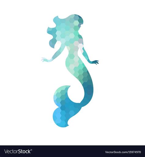 Silhouette of mermaid. White background. Vector illustration. Download ...