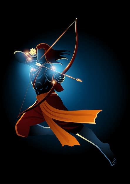 Premium Vector | Illustration of lord rama using bow and arrow, indian ...