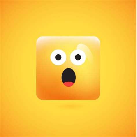 High detailed square yellow emoticon on a yellow background, vector ...