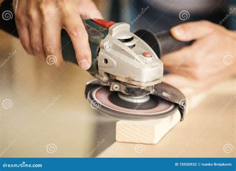 Carpenter Working with Power Sander Stock Photo - Image of activity ...