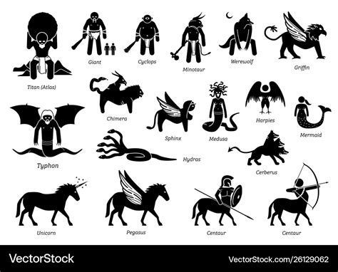 Ancient greek mythology monsters and creatures Vector Image