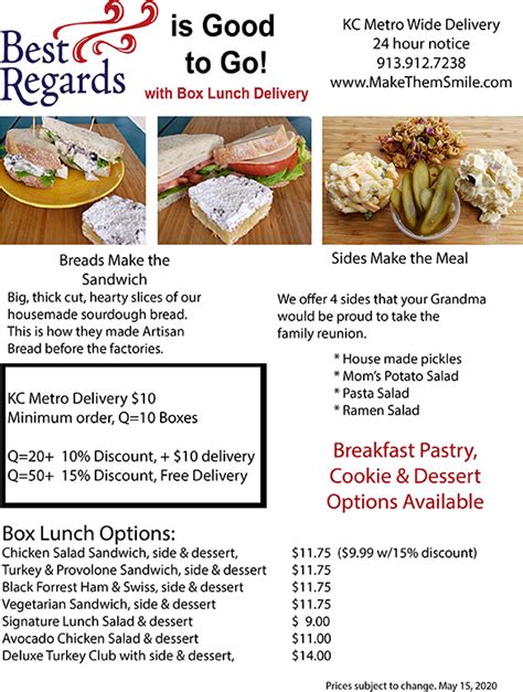 Box Lunch Delivery from Best Regards Bakery