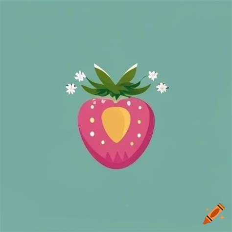 Colorful simplified strawberry logo design