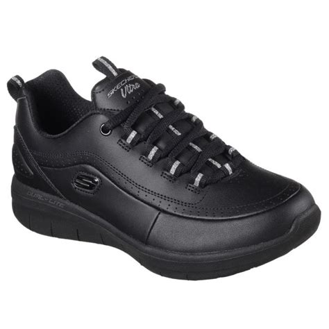 Skechers Synergy 2.0 Black Leather Lace-Up Trainers | Official Stockist ...