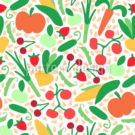 Cartoon Harvest Seamless Vector Pattern Design