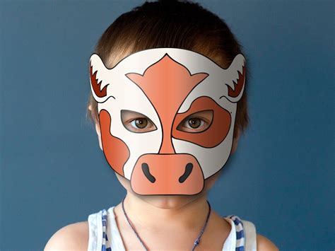 Cow Mask Printable, Paper DIY for Kids and Adults. PDF Template. Instant Download. for Birthdays ...