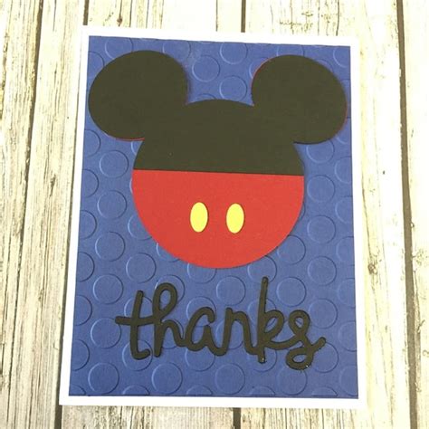 Mickey Mouse Thanks Card-disney Card-mickey Mouse Thank-you | Etsy