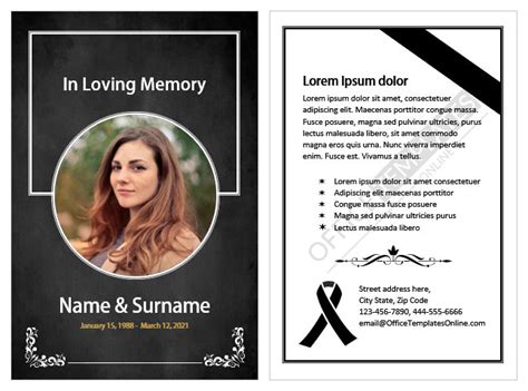 5 Free Obituary/Funeral Memorial Card Templates in MS Word