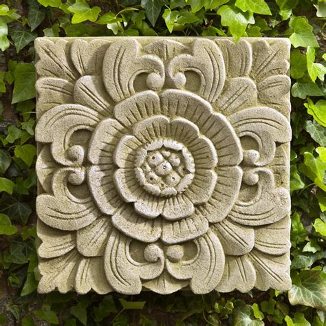 Campania International Square Eden Cast Stone Outdoor Wall Art Plaque ...