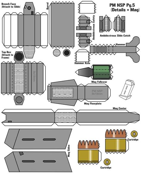 Printable Papercraft Gun Templates