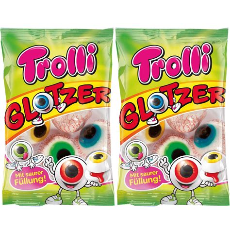 Buy Trolli Glotzer Eyeball Gummies Pack of 2 - Sour Filled Fruit Gum ...