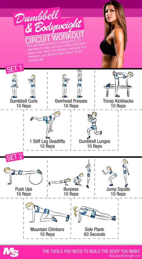 Dumbbell And Bodyweight Circuit Workout For Women | Muscle & Strength