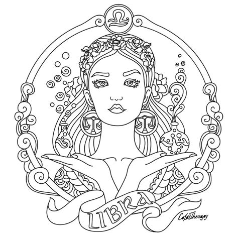 Libra Zodiac beauty colouring page Mandala Coloring Pages, Coloring Pages To Print, Coloring ...