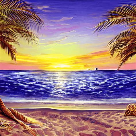 European Cruise Ship Sunset Background Beach Scene Shining Sand Boots · Creative Fabrica