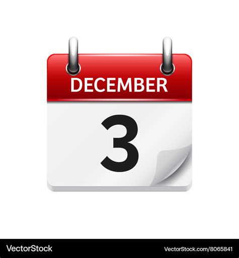 December 3 flat daily calendar icon date Vector Image