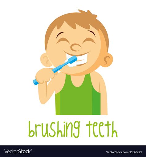 Brushing teeth boy Royalty Free Vector Image - VectorStock