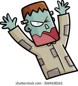 Funny Frankenstein Cartoon Surprised Pose Stock Vector (Royalty Free) 2069638262