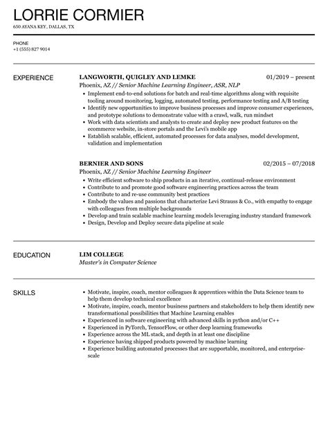 Machine Learning Engineer Resume Template