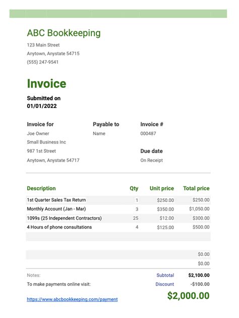 A Free Bookkeeping Invoice Template (+32 Other Templates)