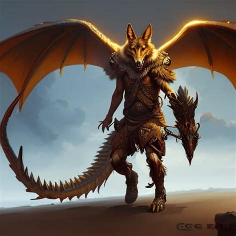 anthropomorphic coyote with dragon wings by GiuseppeDiRosso on DeviantArt