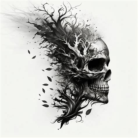 Skull Tattoo Design White Background PNG File Download High Resolution - Etsy