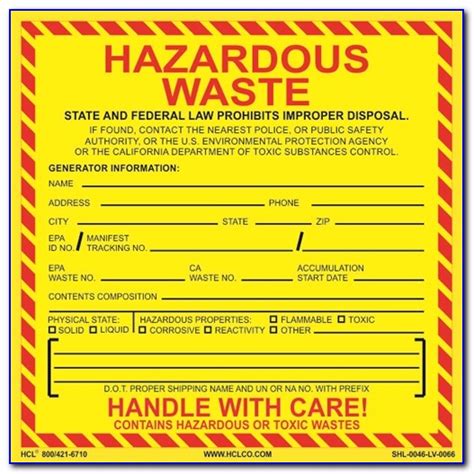 Hazardous Waste Label Template Philippines | prosecution2012