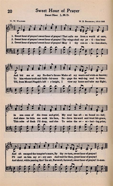 Printable Antique Hymn Page ~ Sweet Hour of Prayer - Knick of Time