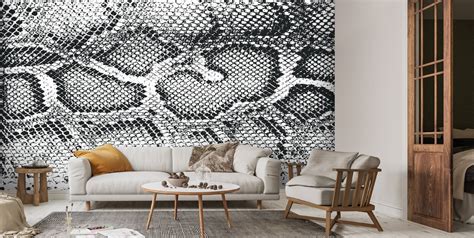 Black and White Snake Print Wallpaper | Wallsauce UK