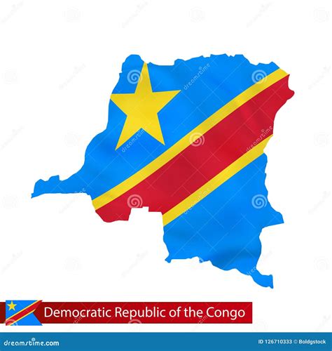 DR Congo Map with Waving Flag of Country. Stock Vector - Illustration ...