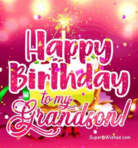 Birthday Cake Slice Sparkler Candle GIF - Happy Birthday, Grandson! | SuperbWishes