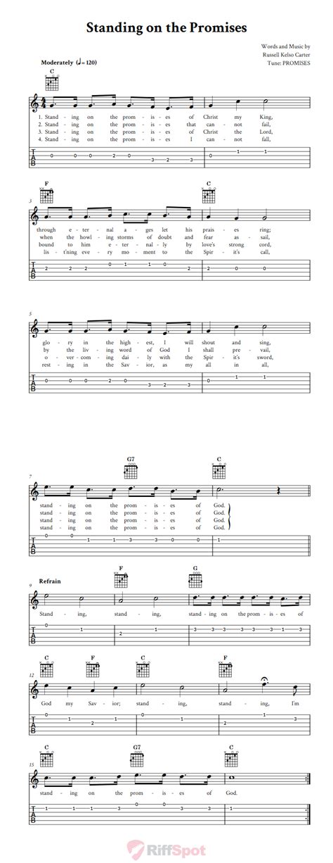 Standing on the Promises - Easy Guitar Sheet Music and Tab with Chords ...