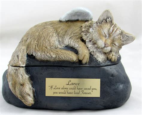 Long Haired Custom Painted Ceramic Cat Urn - Memorial Glass & Jewelry