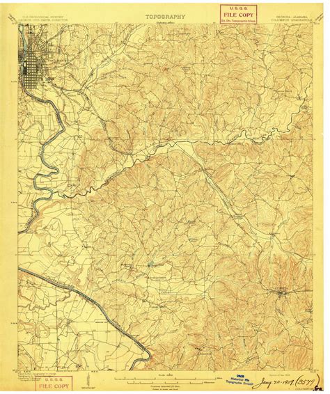 Columbus, Georgia 1908 () USGS Old Topo Map Reprint 15x15 GA Quad ...