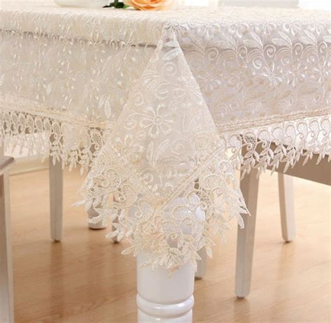 Proud Rose White Lace Table Cloth Wedding Decor Translucent Table Cover ...