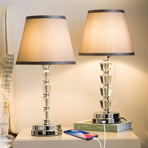 Lifeholder Bedside Lamp, Exquisite Crystal Lamp with Dual USB Ports, Dimmable Touch Lamp Include ...