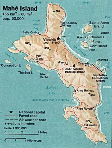 Detailed relief and road map of Mahe Island. Mahe Island detailed relief and road map | Vidiani ...