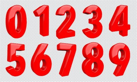 Premium PSD | Numbers Red Set luxury 3D render