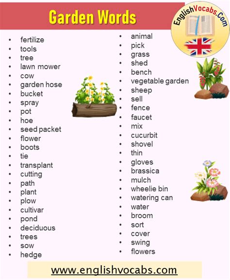 59 Garden Vocabulary, Garden Tools Words List - English Vocabs