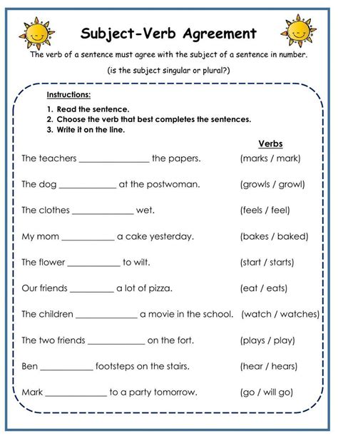 Mastering Subject-Verb Agreement: Worksheets and Exercises for Precision