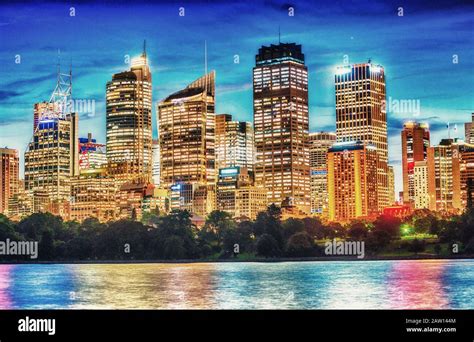 Sydney skyline at night Stock Photo - Alamy